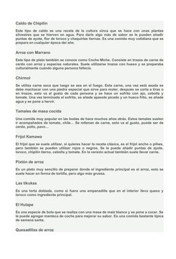 Caldo de Chipilín
Este tipo de caldo es una receta de la cultura xinca que se hace con unas plantas
silvestres que se hierven