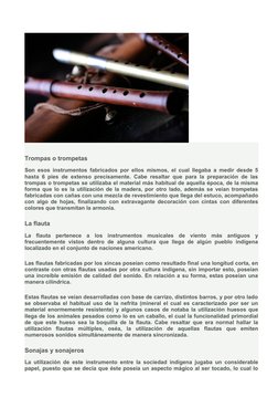 Trompas o trompetas
Son esos instrumentos fabricados por ellos mismos, el cual llegaba a medir desde 5
hasta 6 pies de extens