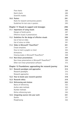 Flow charts	
288
Gantt charts	
289
Scientific models	
290
10.6 	Posters	
291
Rules for research and business posters	
292
Gui