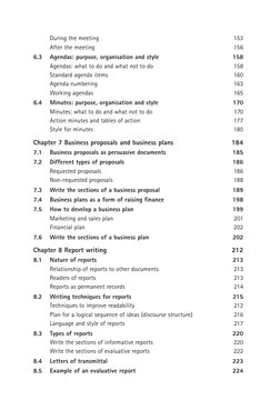 During the meeting	
153
After the meeting	
156
6.3 	 Agendas: purpose, organisation and style	
158
Agendas: what to do and wh