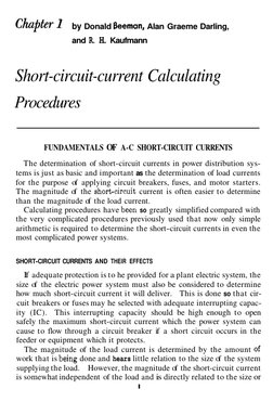 Ch.UPh?r 1 by Donald Beeman, Alan Graeme Darling,
and R. H. Kaufmann
Short-circuit-current Calculating
Procedures
FUNDAME