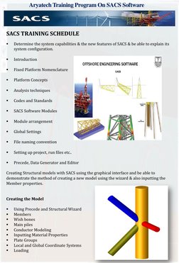 Aryatech Training Program On SACS Software
SACS TRAINING SCHEDULE

Determine the system capabilities & the new features of S