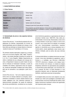EBA UMA VEZ... PROVA PROJECTIVA PARA CRIANCAS
'1. Características Gerâis
1. CARACTERíSTICAS GERAIS
1.1 Ficha Técnica
Teresa F