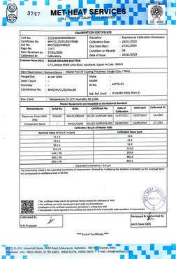 II 
3747 
CALIBRATION CERTIFICATE 
ULR No. 
: CC222023000000632F 
Dlsclollne 
: Mechanical Calibration-Dimension 
Certificate