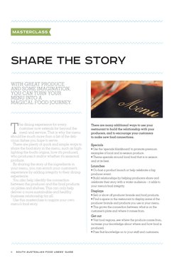 6    SOUTH AUSTRALIAN FOOD USERS’ GUIDE
