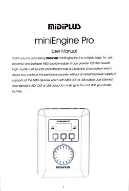 MidiPLUS miniEngine Pro User Manual | PDF | Usb | Guitars