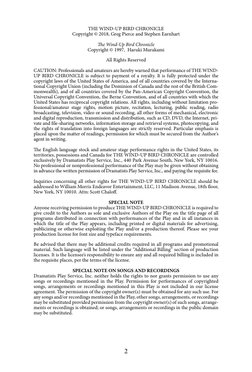 2
THE WIND-UP BIRD CHRONICLE
Copyright © 2018, Greg Pierce and Stephen Earnhart
The Wind-Up Bird Chronicle
Copyright © 1997,