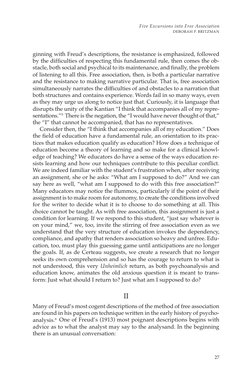 27
Five Excursions into Free Association
DEBORAH P. BRITZMAN
ginning with Freud’s descriptions, the resistance is emphasized,
