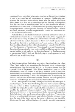 29
Five Excursions into Free Association
DEBORAH P. BRITZMAN
give oneself over to the Eros of language. And just as the analy