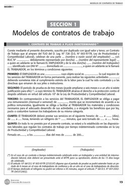 MODELOS DE CONTRATOS DE TRABAJO
SECCIÓN 1 
13
EDICIONES
CABALLERO BUSTAMANTE
SECCION 1
Modelos de contratos de trabajo
1. CON
