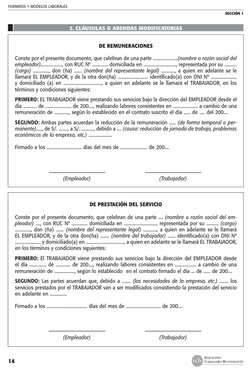 FORMATOS Y MODELOS LABORALES 
SECCIÓN 1
EDICIONES
CABALLERO BUSTAMANTE
14
2. CLÁUSULAS O ADENDAS MODIFICATORIAS
DE REMUNERACI