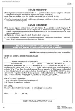 FORMATOS Y MODELOS LABORALES 
SECCIÓN 1
EDICIONES
CABALLERO BUSTAMANTE
18
CONTRATO INTERMITENTE (*)
(1)	La empresa requiere c