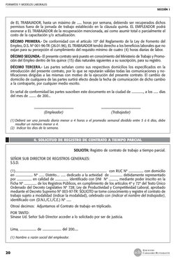 FORMATOS Y MODELOS LABORALES 
SECCIÓN 1
EDICIONES
CABALLERO BUSTAMANTE
20
  
de EL TRABAJADOR, hasta un máximo de ...... hora
