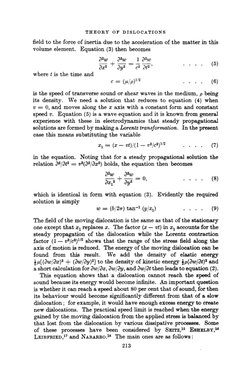 THEORY 
OF DISLOCATIONS 
field to the force of inertia due to the acceleration of the matter in this 
volume element. Equatio