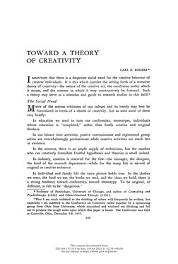 Carl Rogers' Creativity Theory Insights | PDF | Creativity | Experience