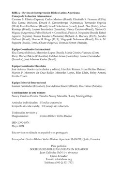 4
RIBLA – Revista de Interpretación Bíblica Latino-Americana
Consejo de Redacción Internacional
Carmen B. Ubieta (Espana), Ca
