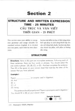 t 72 - Peterson's 
TOEFL Practice 
Sample Answer 
@e@® 
Pepsin 
on enzyme used in digestion. 
(A} that 
(B) 
is 
(C) of 
(D)