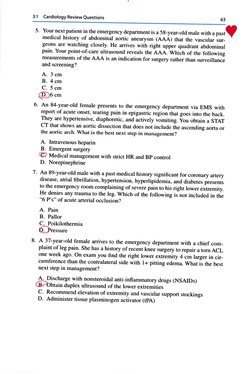 3.1 
Cardiology Review Questions 
63 
5. Your next patient in the emergency department is a 58-year-old male with a past. 
me
