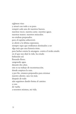 18
 
eighteen vino
y arrasó con todo a su paso.
rompió cada uno de nuestros huesos.
nuestras voces. nuestra carne. nuestras a