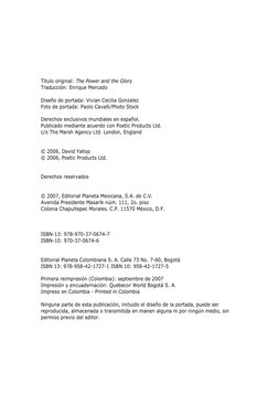Título original: The Power and the Glory  
Traducción: Enrique Mercado 
 
Diseño de portada: Vivian Cecilia Gonzalez