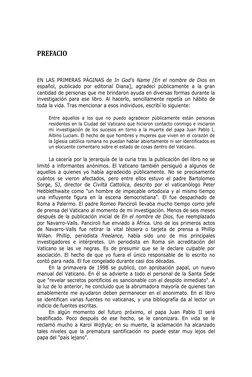 PREFACIO 
 
 
EN LAS PRIMERAS PÁGINAS de In God's Name [En el nombre de Dios en 
español, publicado por editorial Diana], a