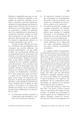 © Ediciones Universidad de Salamanca	
Enseñanza & Teaching, 32, 2-2014, pp. 217-226
	
RESEÑAS	
225
•	
La educación inclusiva