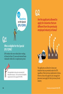 Who is eligible for the Special 
EPS-TOPIK?
EPS workers who were rehired after working 
in Korea for three (3) years and retu