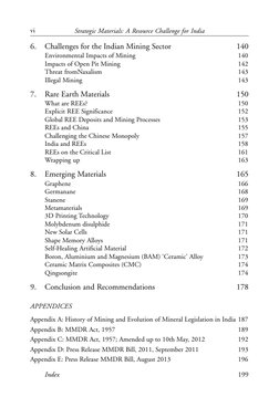 vi
Strategic Materials: A Resource Challenge for India
6.
Challenges for the Indian Mining Sector
140
Environmental Impacts o