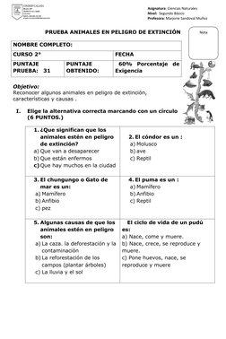 Asignatura: Ciencias Naturales                   
Nivel:  Segundo Básico                               
Profesora: Marjor