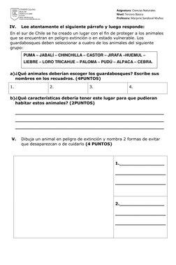 Asignatura: Ciencias Naturales                   
Nivel: Tercero Básico                               
Profesora: Marjorie