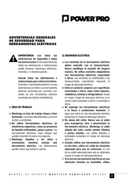 M a n u a l  d e  u s u a r i o  M A R T I L L O  D E M O L E D O R  D H 1 9 B C
3
Advertencias generales 
de seguridad para