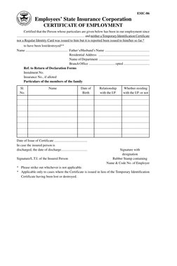 ESIC Form 86 Employment Certificate Guide | PDF | Identity Document ...