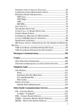 INTRODUCTION TO SIGNAL ANALYSIS......................................59
COMMUNICATIONS MONITORING NOTES......................