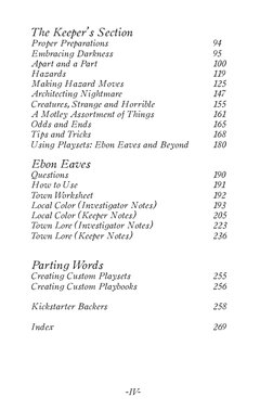 -IV-
The Keeper’s Section
Proper Preparations	
	
	
	
	
94	
	
Embracing Darkness	 	
	
	
	
95
Apart and a Part		
	
	
	
	
100
Ha