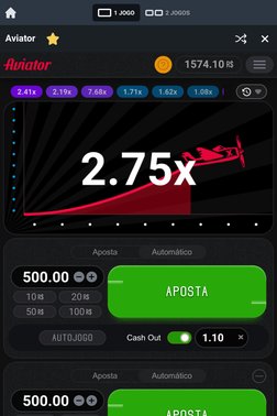 1 JOGO
2 JOGOS
Aviator
2.19x
7.68x
1.71x
1.62x
1.08x
4.12x
2.41x
500.00
10 
20 
50 
100 
APOSTA
Autojogo
Cash Out
1.10
Ap
