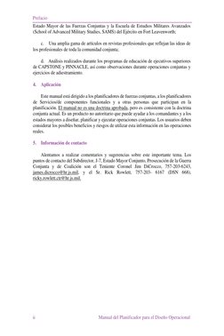 Prefacio 
 
 
ii 
    Manual del Planificador para el Diseño Operacional 
 
Estado Mayor de las Fuerzas Conjuntas y la Escuel