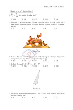 Phimo Problem PHIMO 2020 Mock Paper S1 | PDF | Length | Mathematics