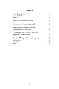 iii
Contents
List of Illustrations	
iv
About the Author	
ix
Preface	
xi
  1	
The Process of Operational Design	
1
  2	
Develo