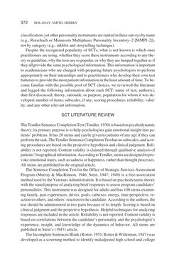 classification,yetotherpersonalityinstrumentsarerankedinthesesurveysbyname
(e.g., Rorschach or Minnesota Multiphasic Personal