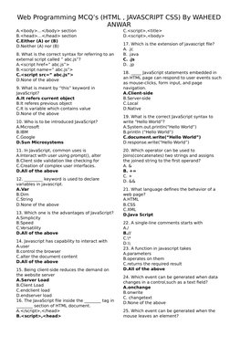 Web Programming MCQs: HTML, CSS, JS | PDF | Html Element | Html