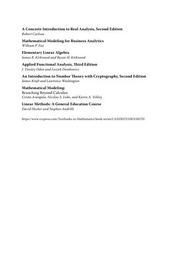 A Concrete Introduction to Real Analysis, Second Edition
Robert Carlson
Mathematical Modeling for Business Analytics
William