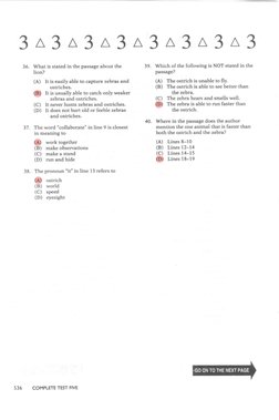 36.
What is stated in the passage about the
lion?
(A)
It is easily able to capture
zebras and
ostriches.
(B)
It is usually ab