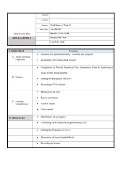 Lesson Plan for Test Review Week | PDF