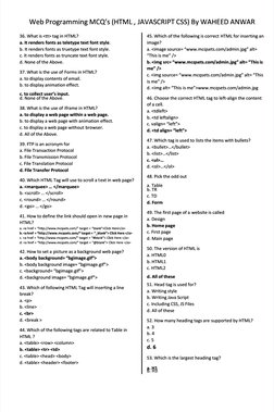 Web Programming MCQs: HTML, CSS, JS | PDF | Html Element | World Wide Web