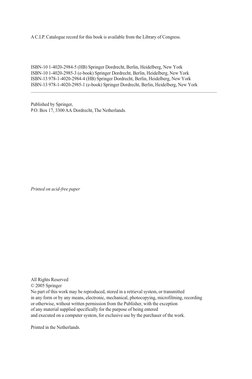 A C.I.P. Catalogue record for this book is available from the Library of Congress.
Published by Springer,
Printed on acid-fre