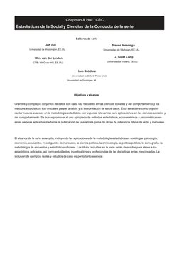 Estadísticas de la Social y Ciencias de la Conducta de la serie
Objetivos y alcance
Grandes y complejos conjuntos de datos so