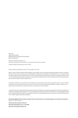 CRC Press
Taylor & Francis Group
6000 Broken Sound Parkway NW, Suite 300 Boca 
Raton, FL 33487-2742
© 2014 por Taylor & Franc