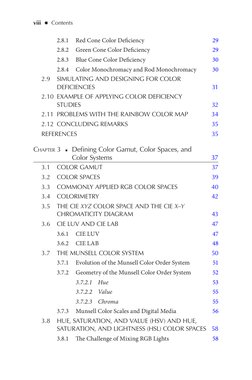 viii   ◾   Contents
2.8.1 
 Red Cone Color Defciency 
29
2.8.2 
 Green Cone Color Defciency 
29
2.8.3 
 Blue Cone Color Defci