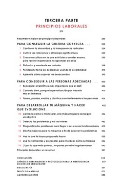 TERCERA PARTE   
PRINCIPIOS LABORALES
279
Resumen e índice de principios laborales	
280
PARA CONSEGUIR LA CULTURA CORRECTA .