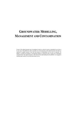 GROUNDWATER: MODELLING, 
MANAGEMENT AND CONTAMINATION 
 
 
No part of this digital document may be reproduc